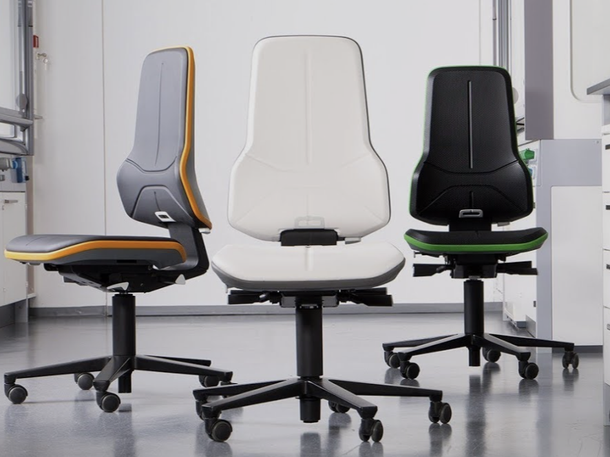 Ergonomic laboratory stool designed for clinical environments